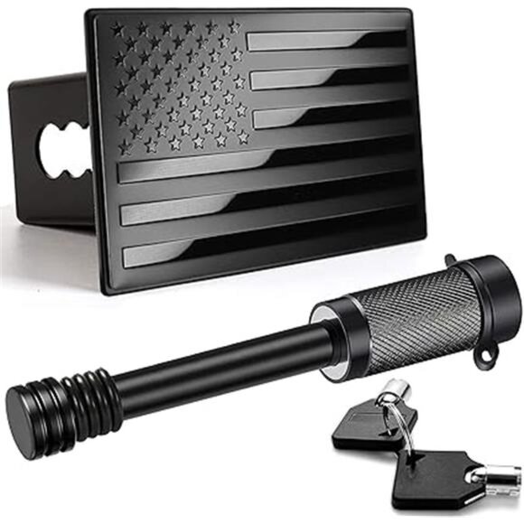 American Flag Metal Trailer Hitch Cover for 2 inch Receivers（with 5/8-Inch Pin) - Picture 8 of 8